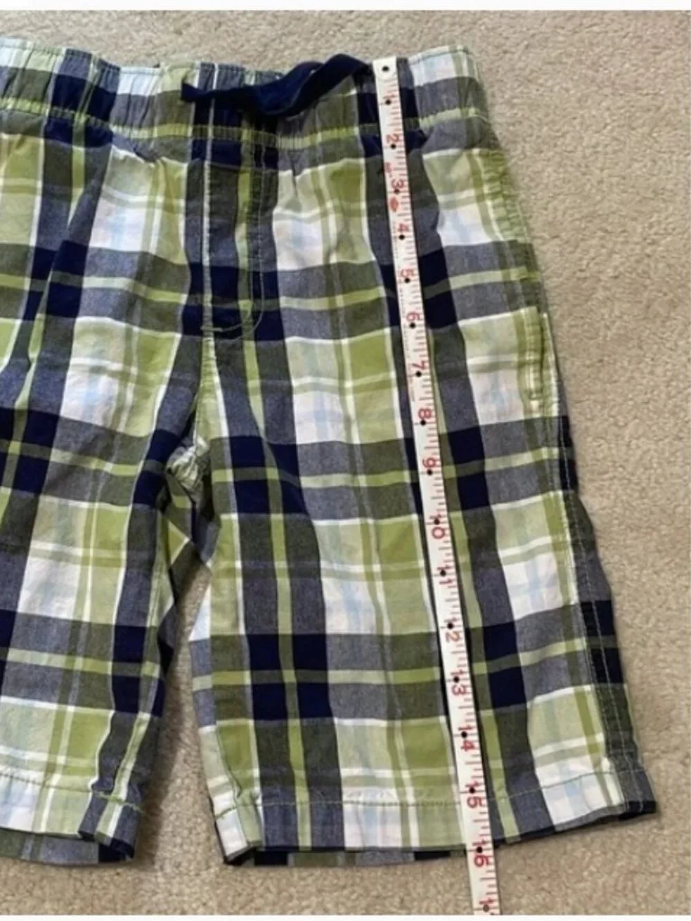 Gymboree Pull-On Shorts Plaid Green Blue Navy Boys Size 8
